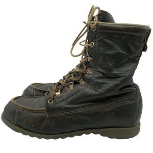 VTG TED WILLIAMS Leather Lace Up Moc Toe Boots Mens Size 8. #30
